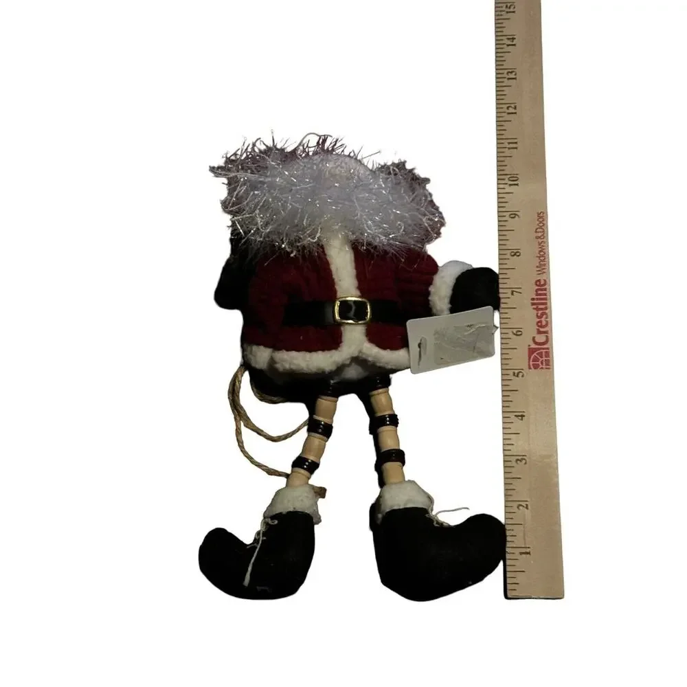 Santa Clause Ornament Decor Glittery Beard Button Legs Holiday Party Festivities